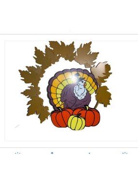 Thanksgiving Turkey wreath Fall Autumn Metal Wall Decor